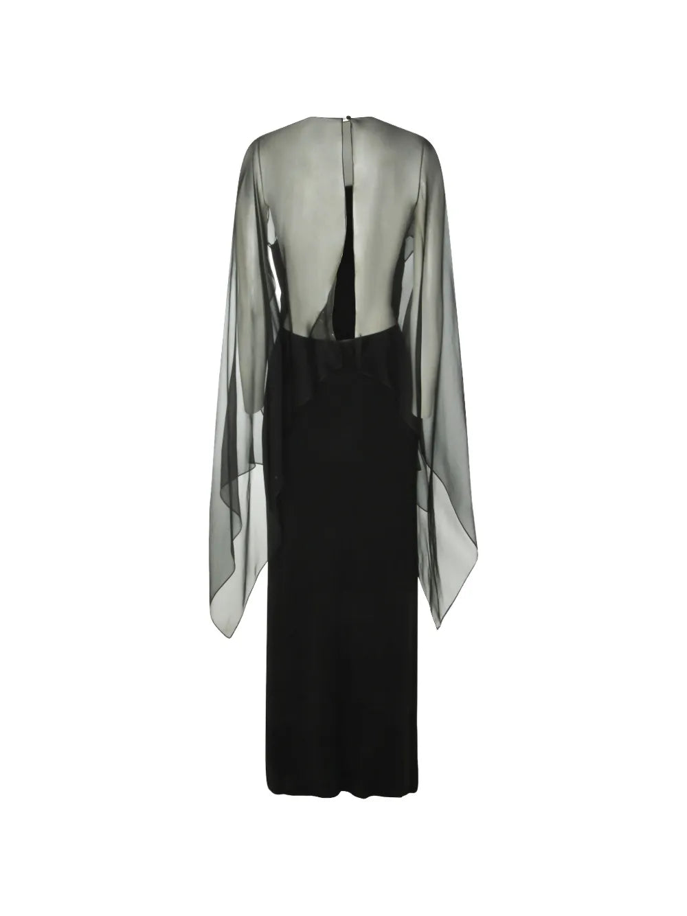 Fitted Midi Dress with Sheer Long Sleeves and Ethereal Back Detail