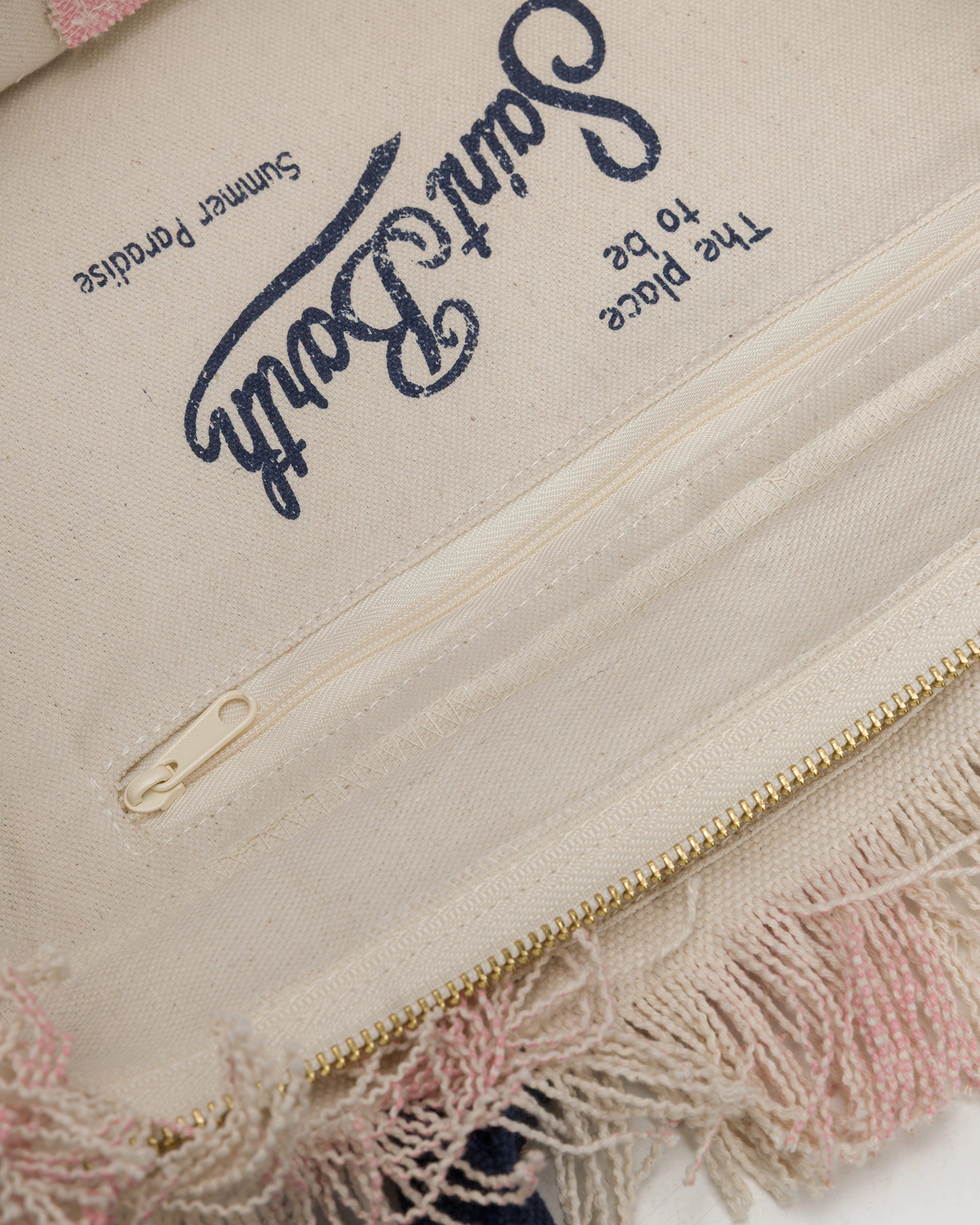 Vertical Stripe Tote Bag with Fringed Edges