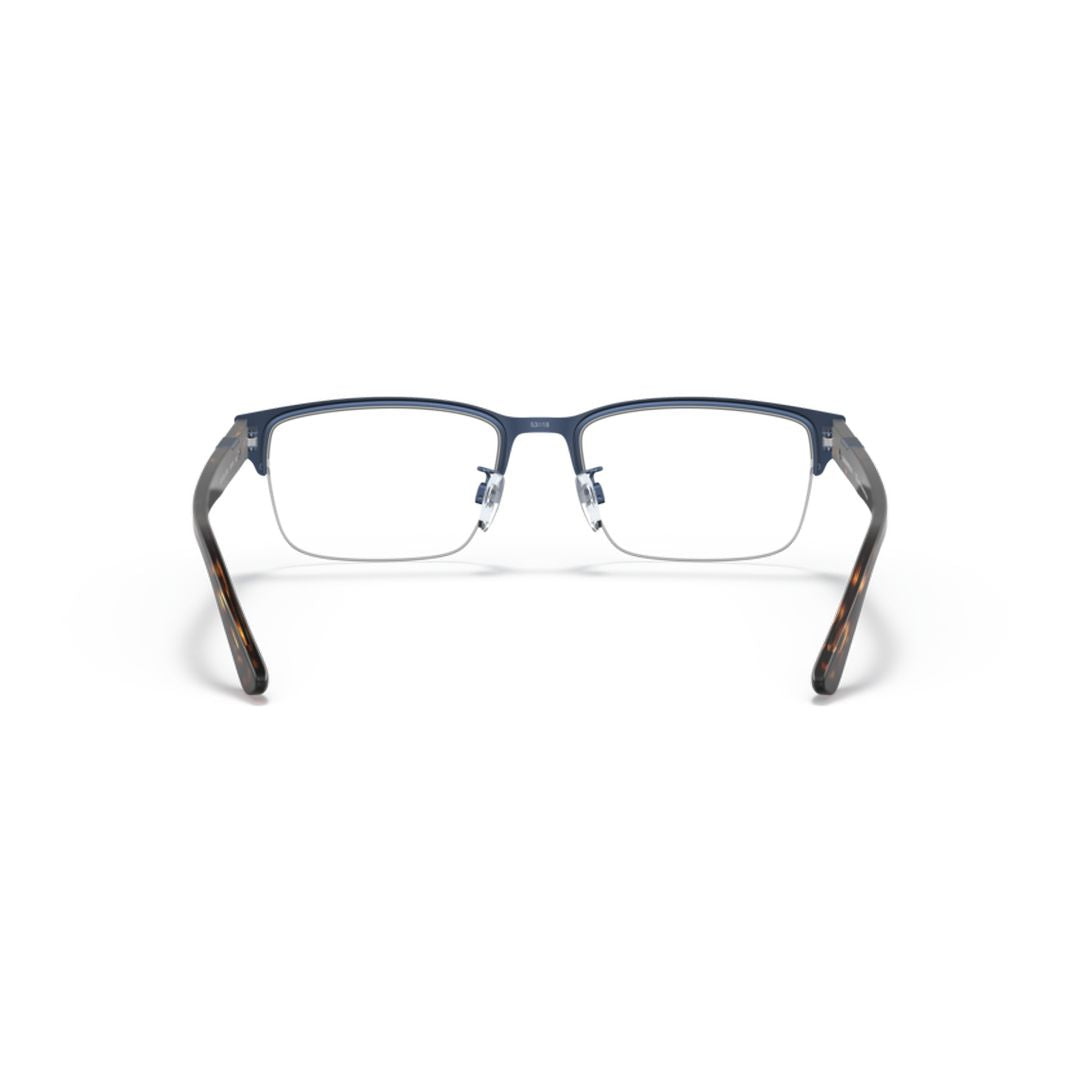 1129 Vista Rectangular Matte Metal Frame Eyeglasses with Tortoiseshell Temples