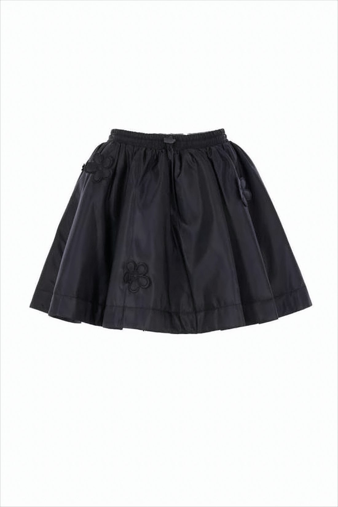 Voluminous Black Mini Skirt With Gathered Waistband