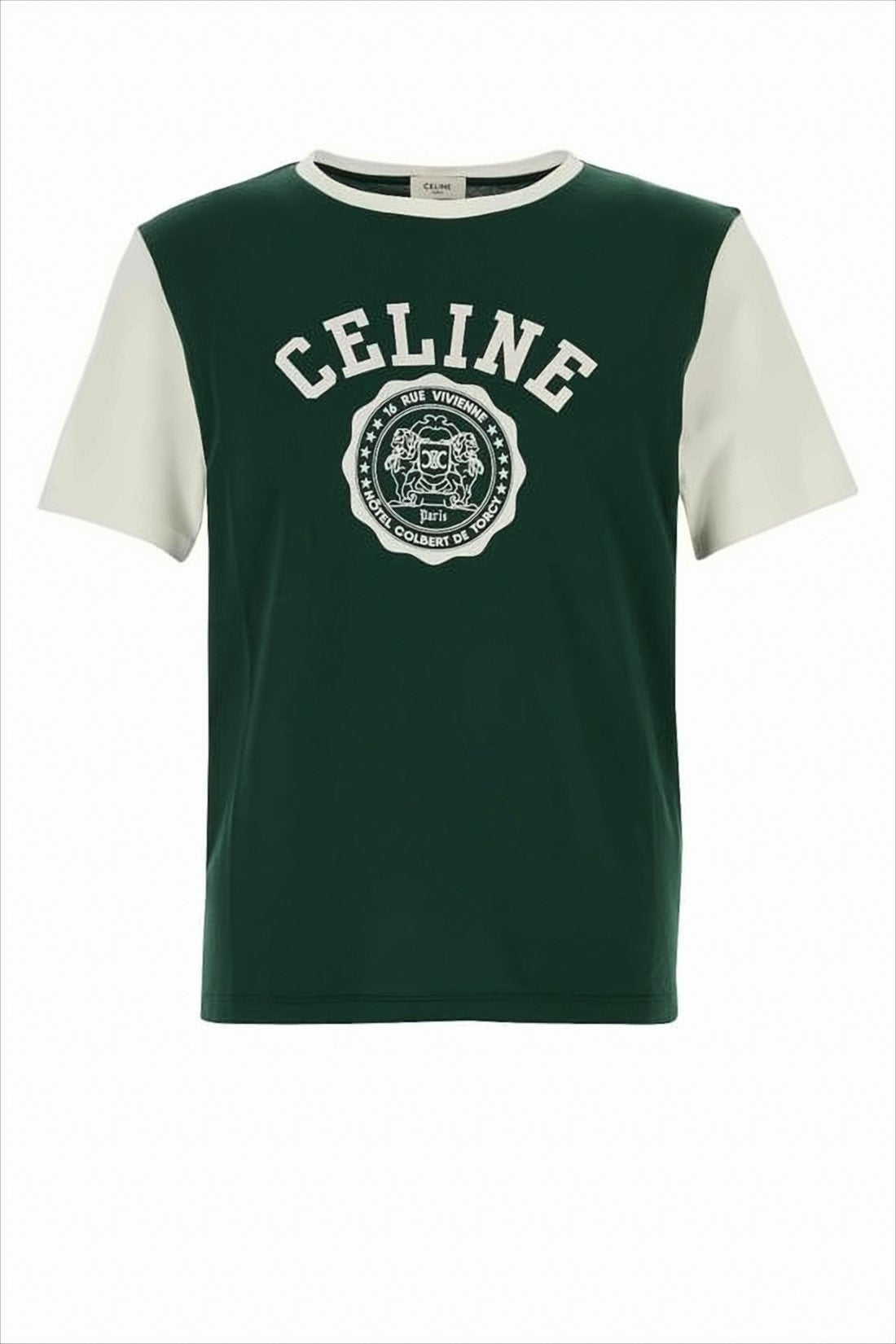 Short-Sleeved Dark Green T-Shirt with Collegiate Logo