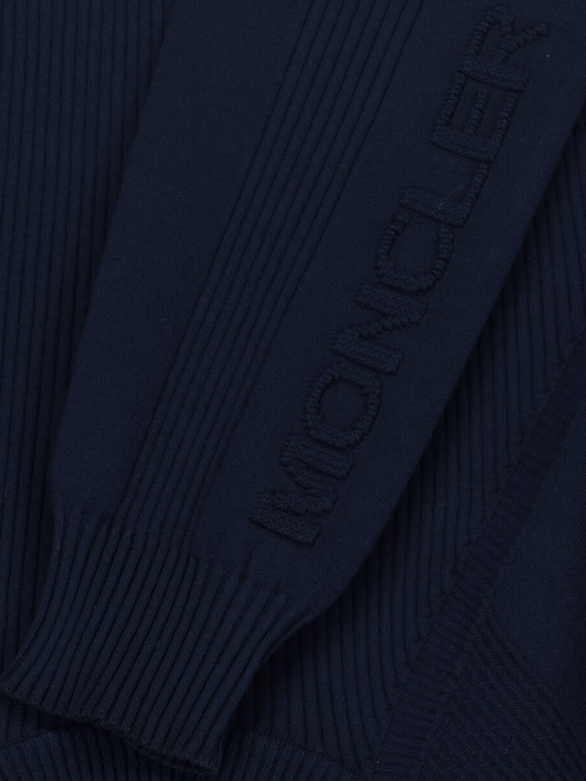 Blue Ribbed Viscose Blend Logo Sweater