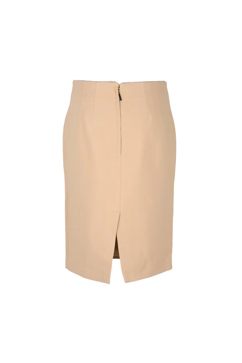 Midi Skirt Beige Viscose Elastane