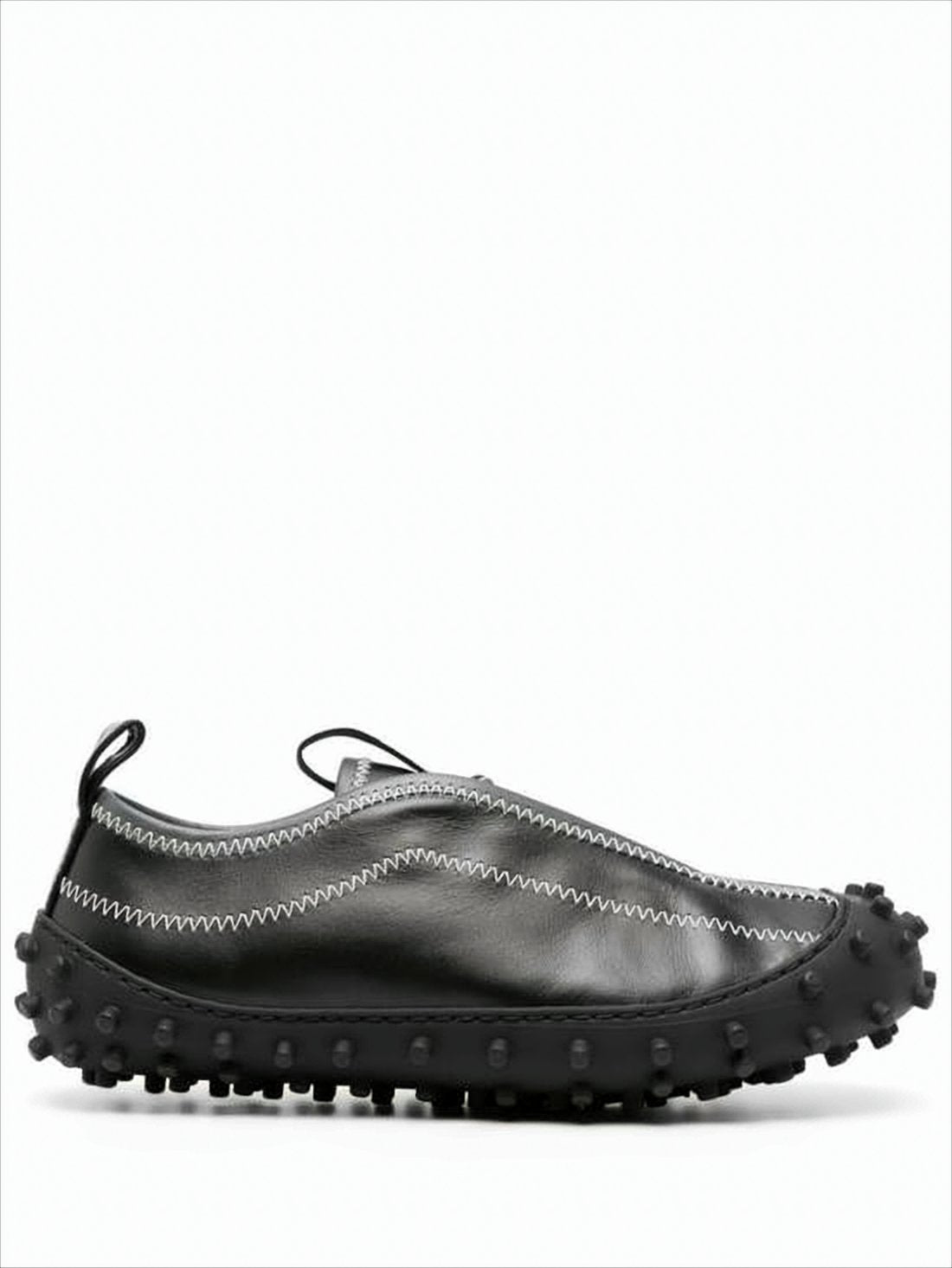Sleek Black Leather Sneakers
