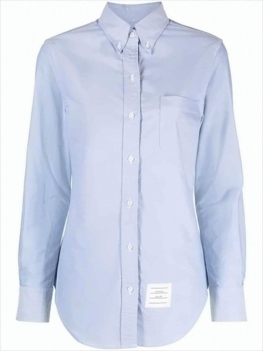 Button-Up Shirt with Light Blue Tone and Classic Collar