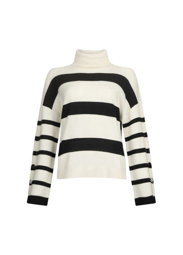 White Wool Sweater with Jewel Button Accents