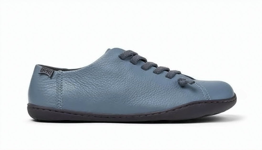 Minimalist Blue Leather Sneakers with TPU Sole