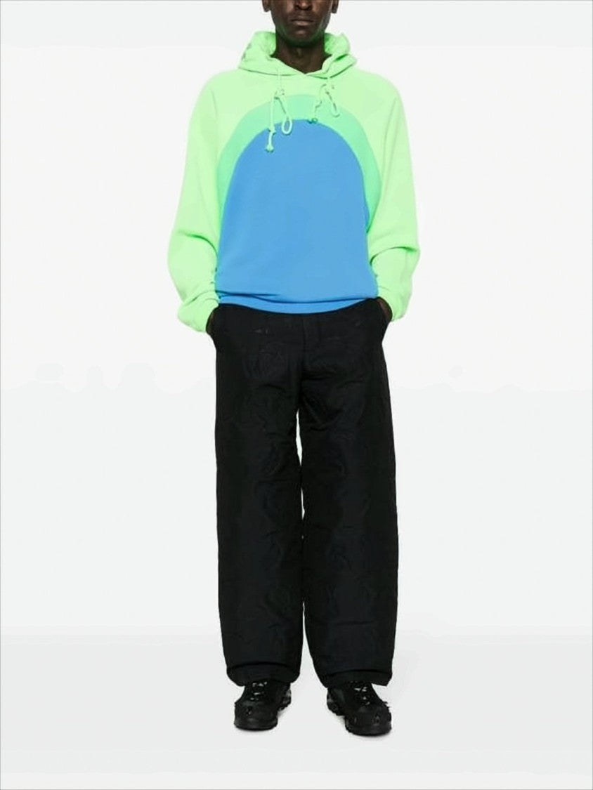 Color-Block Relaxed Fit Hoodie with Textured Detail