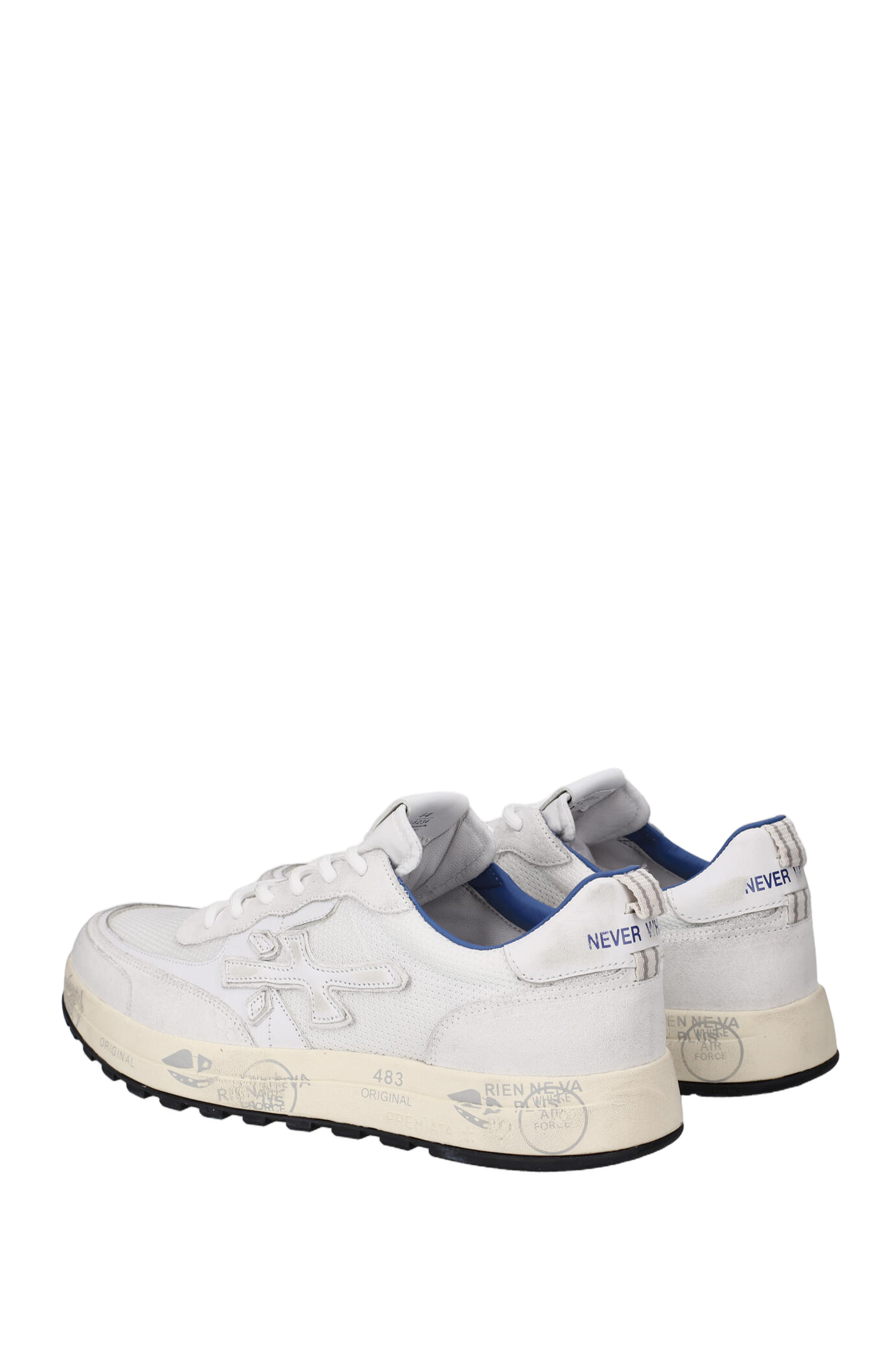 White Nous Leather and Canvas Sneakers
