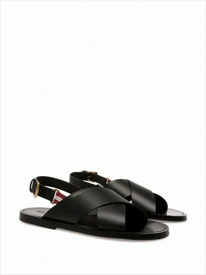 Black Leather Sandals with Adjustable Ankle Strap