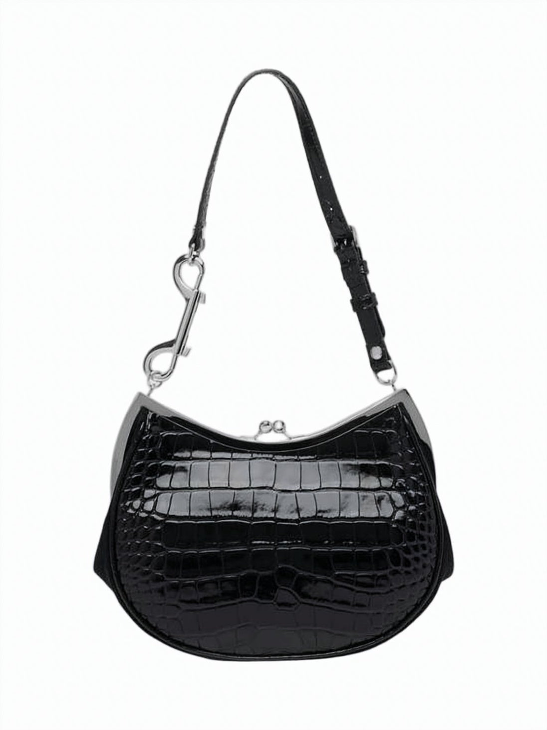 Crocodile-Embossed Calf Leather Tote Bag