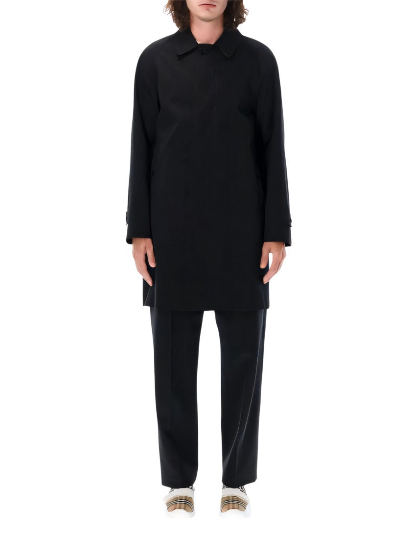 Black Cotton Coat with Classic Collar