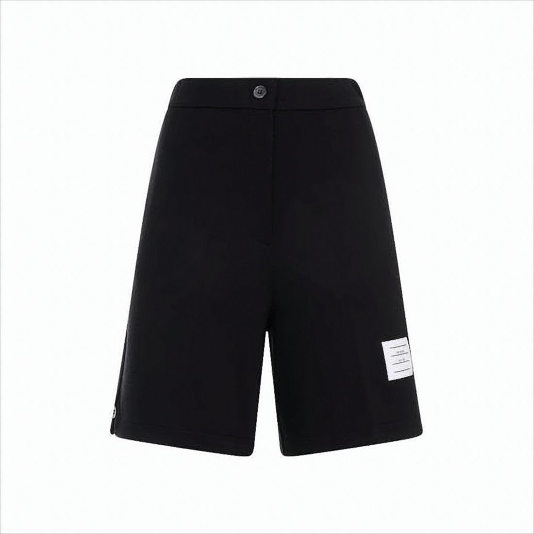Tailored Black Shorts with Clean Silhouette and Subtle Patch