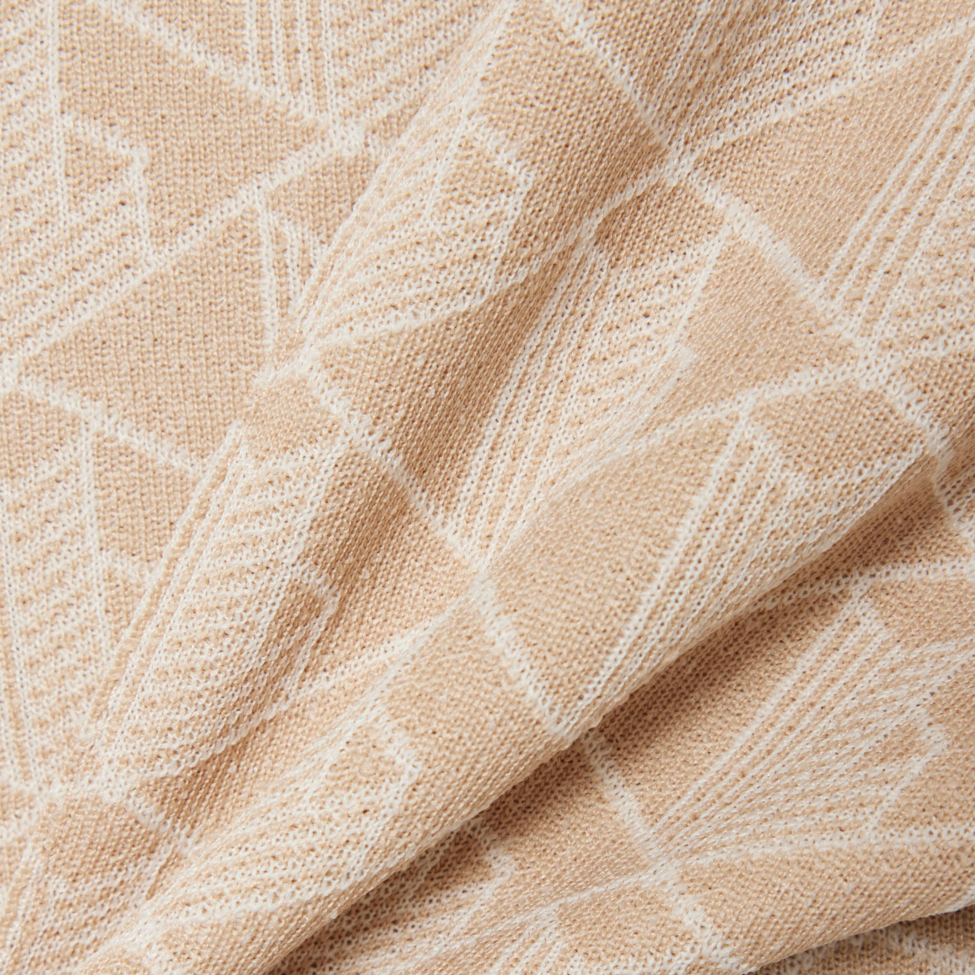 Beige Knit Wide-Leg Pants with Geometric Pattern