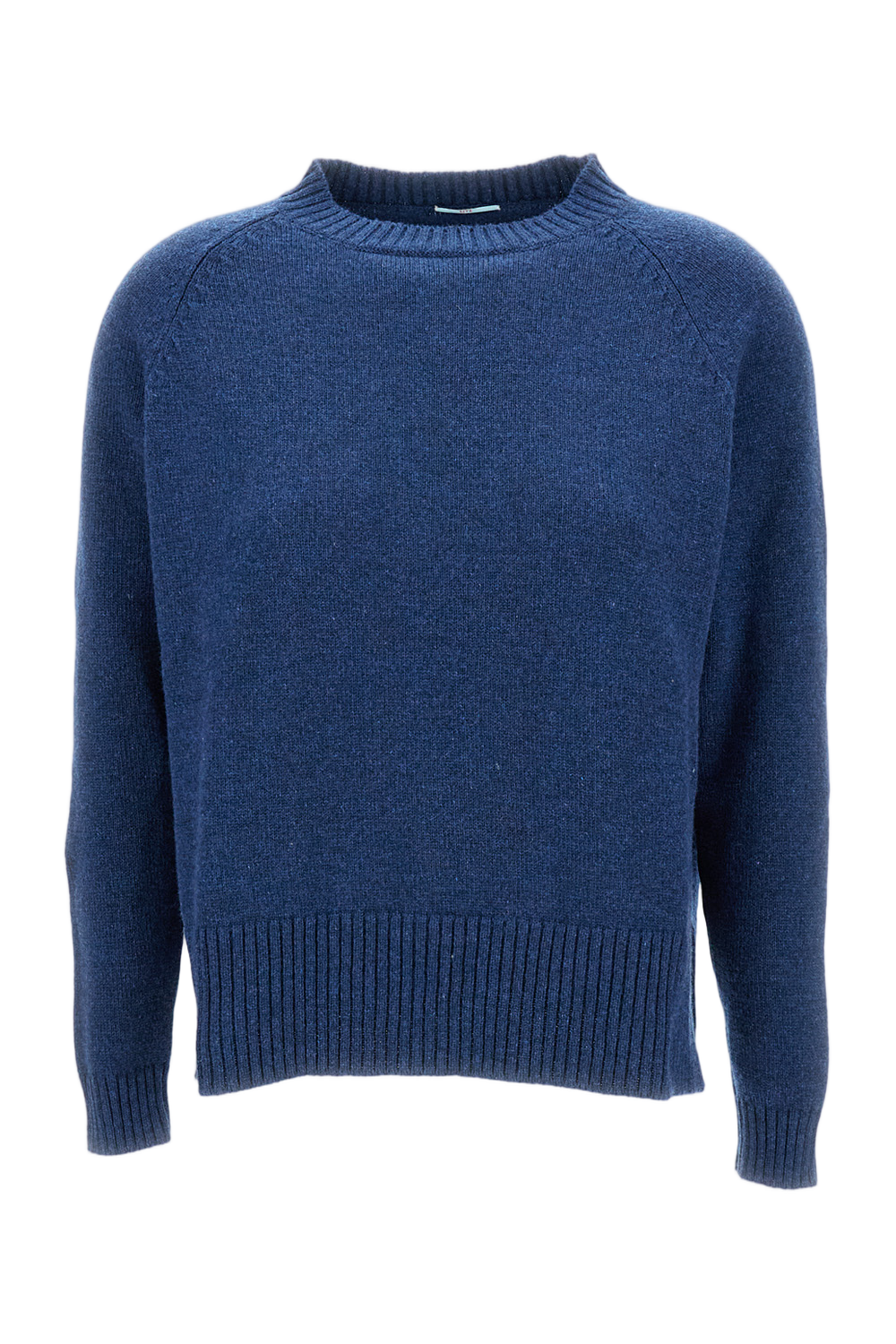 Ribbed Trim Crew Neck Cashmere Sweater