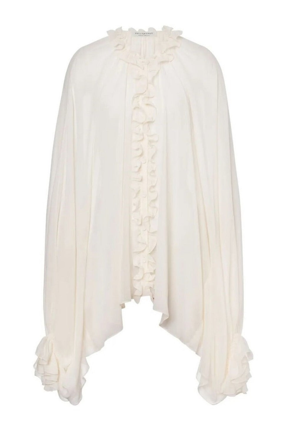 Silk-Acetate Blend Top With Ruffled Front
