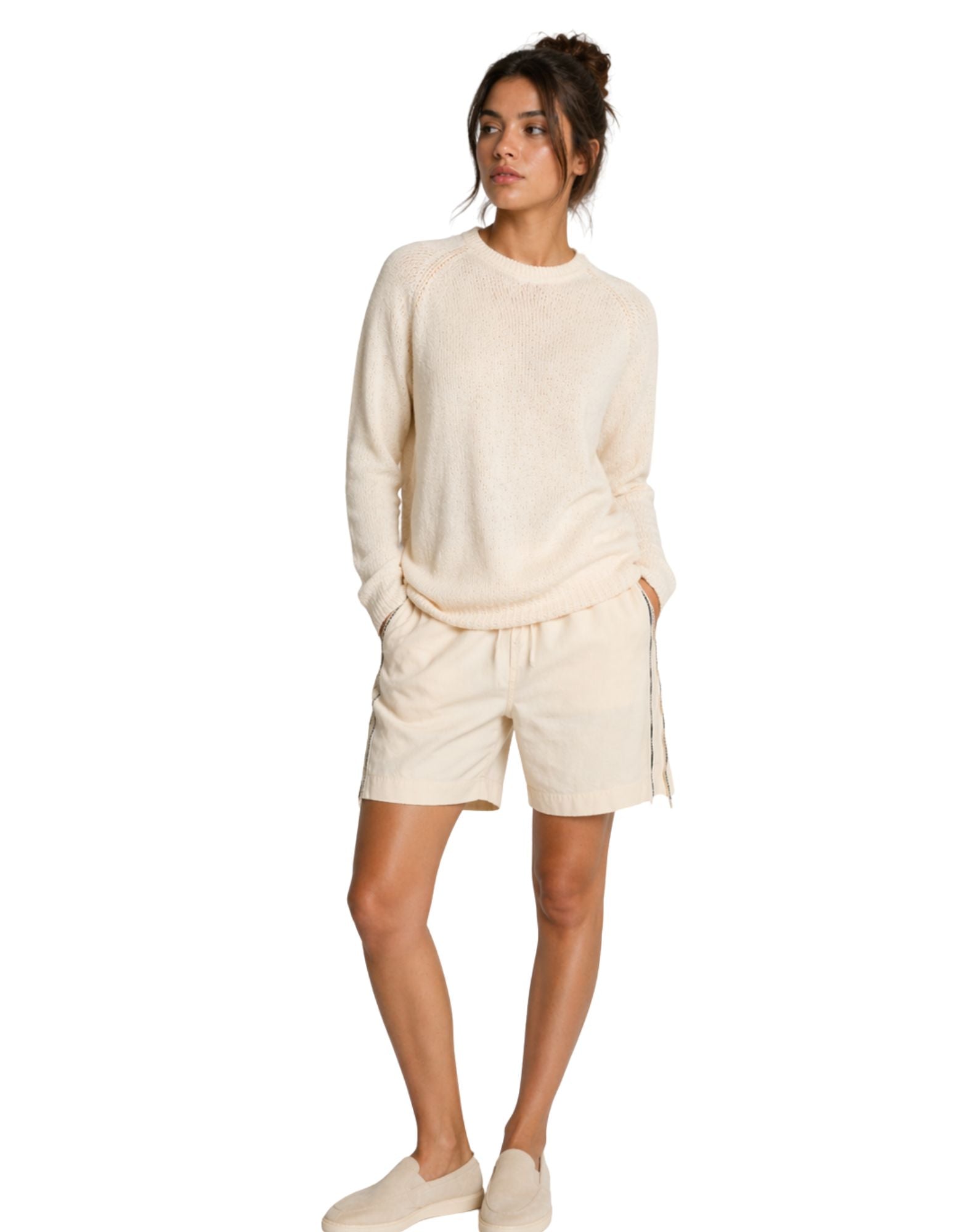 Cream Raglan Sleeve Hemp Knit Top