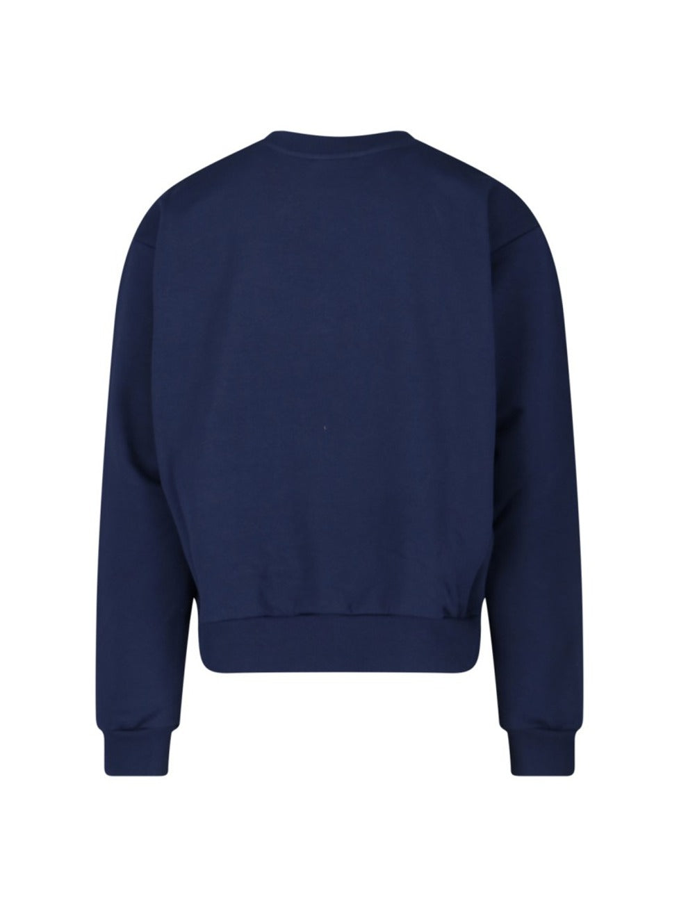 Boxy Navy Blue Cropped Sweater With Bold Logo Patch