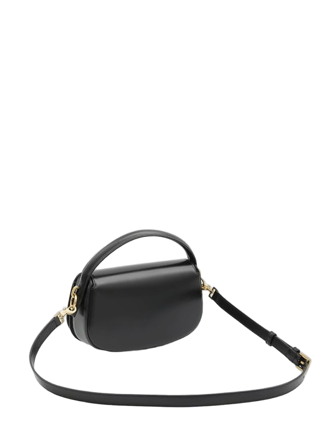 Structured Black Calf Leather Shoulder Bag