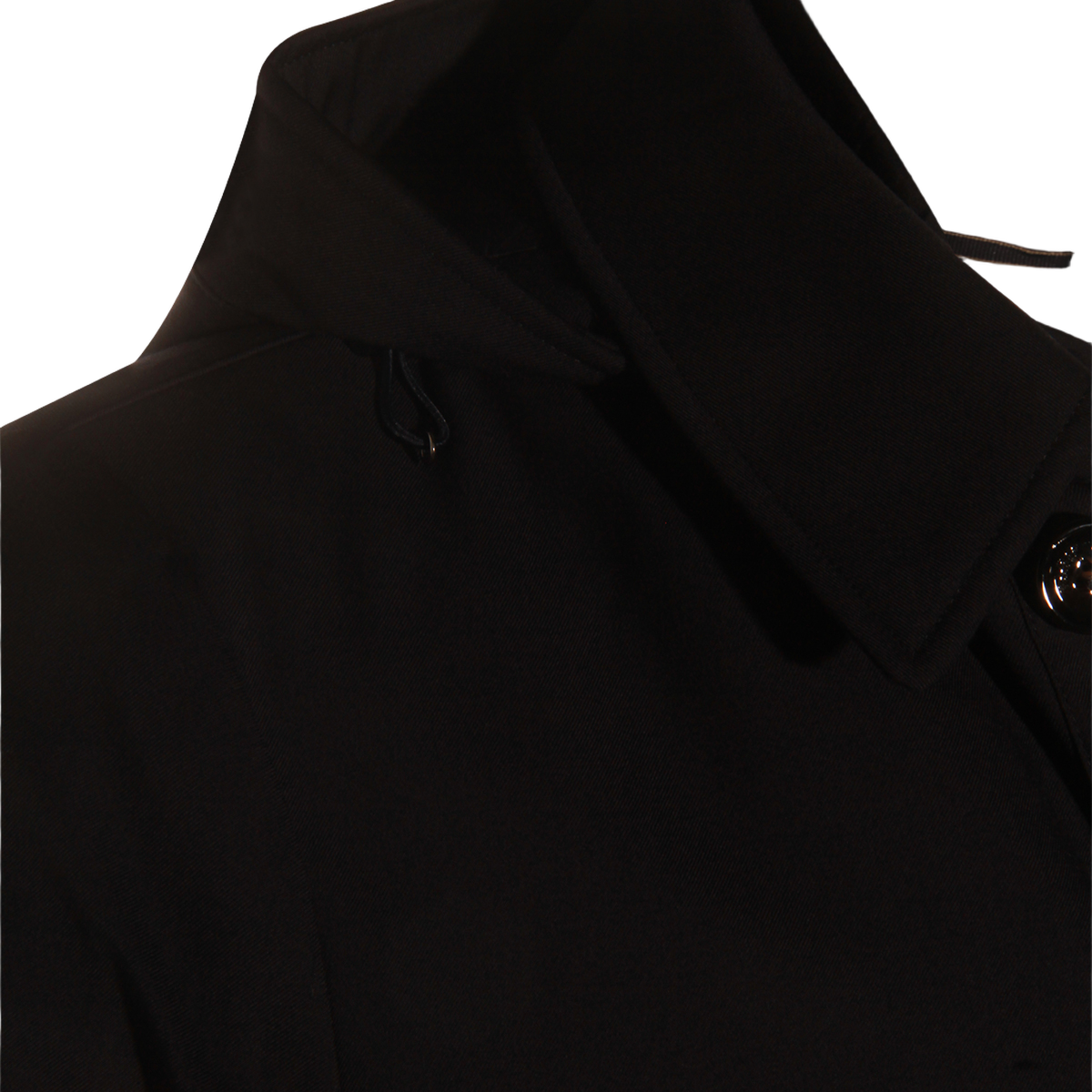 Hooded Black Coat with Concealed Closure