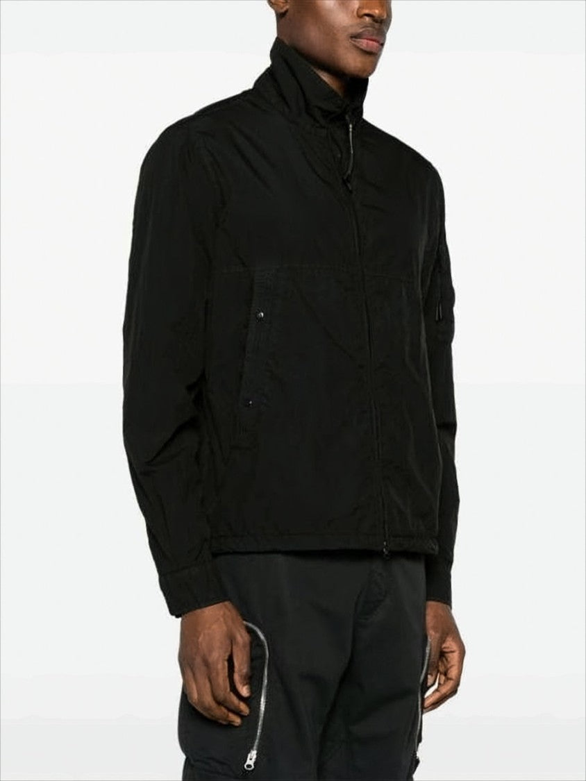 High-Collar Black Polyamide Casual Jacket