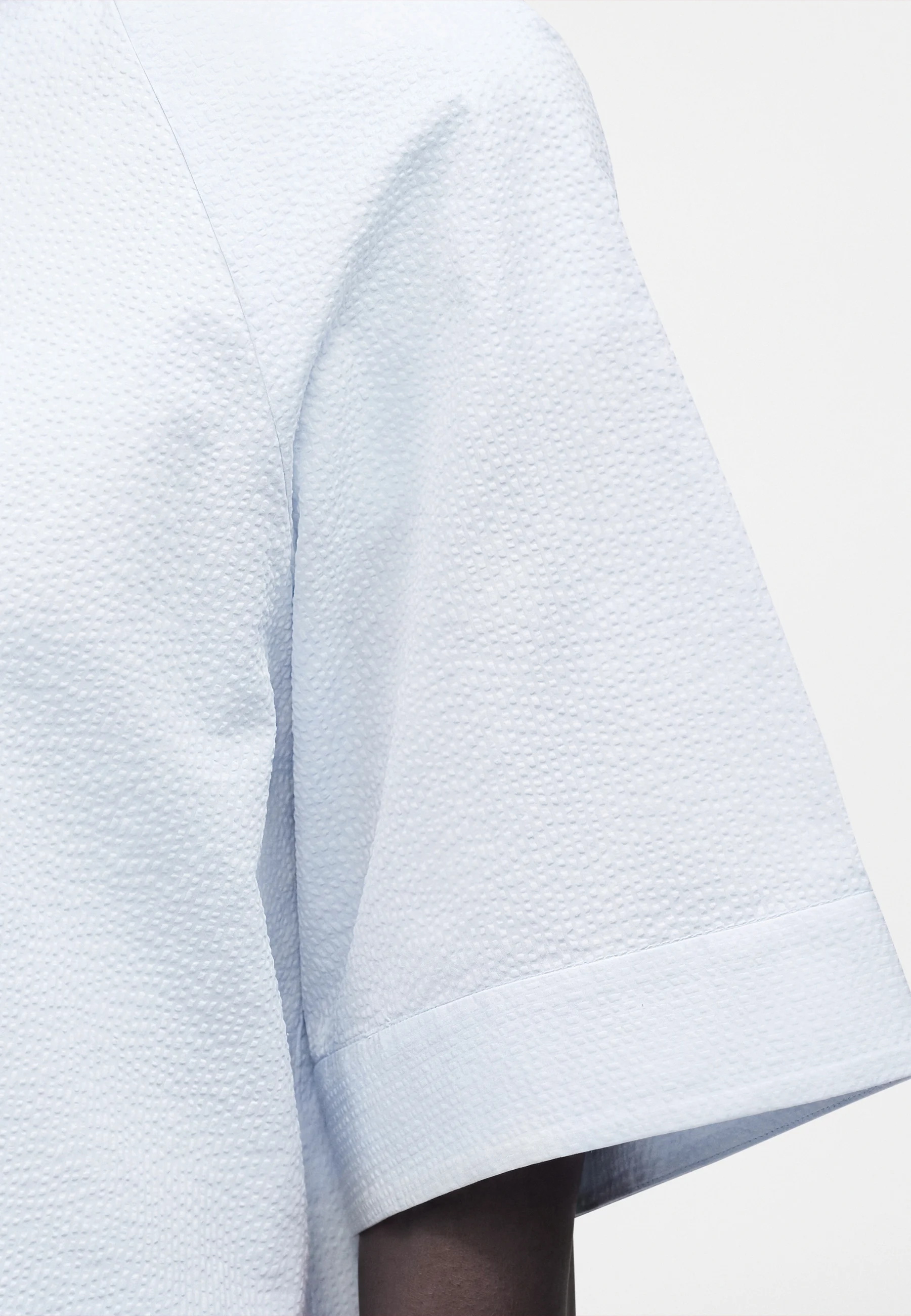 Boxy Short-Sleeved Top with Textured Fabric