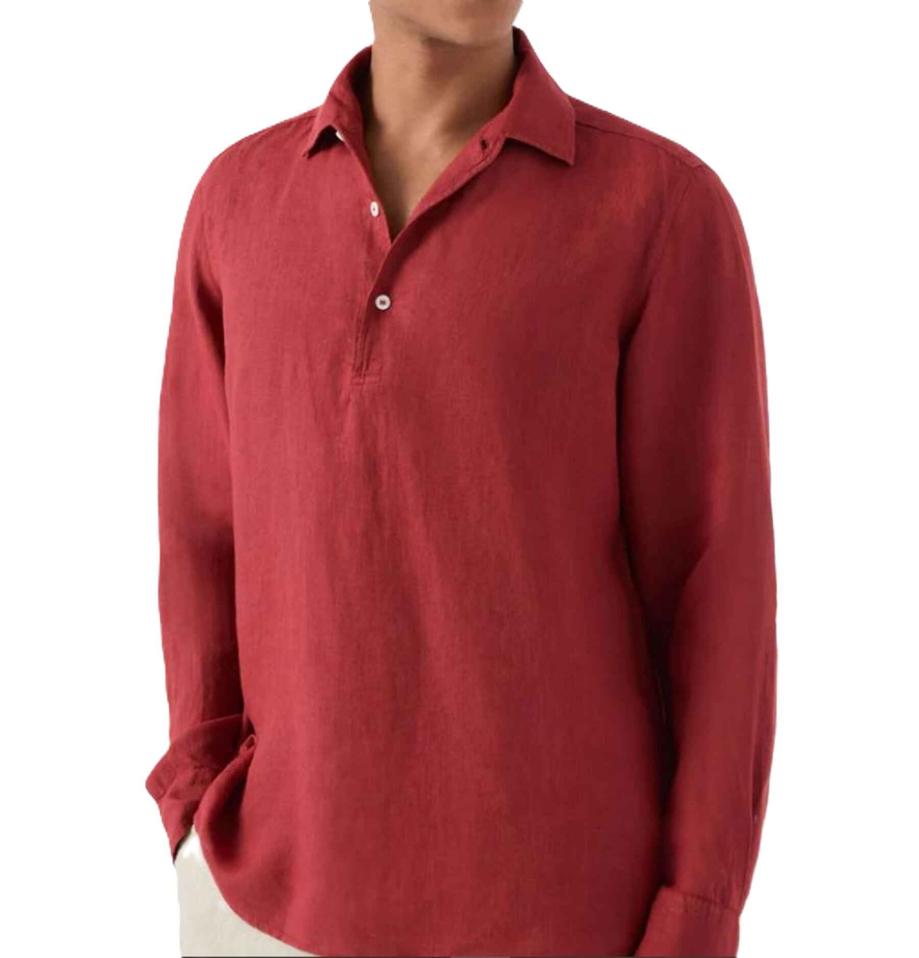 Relaxed Fit Long-Sleeve Shirt with Classic Collar