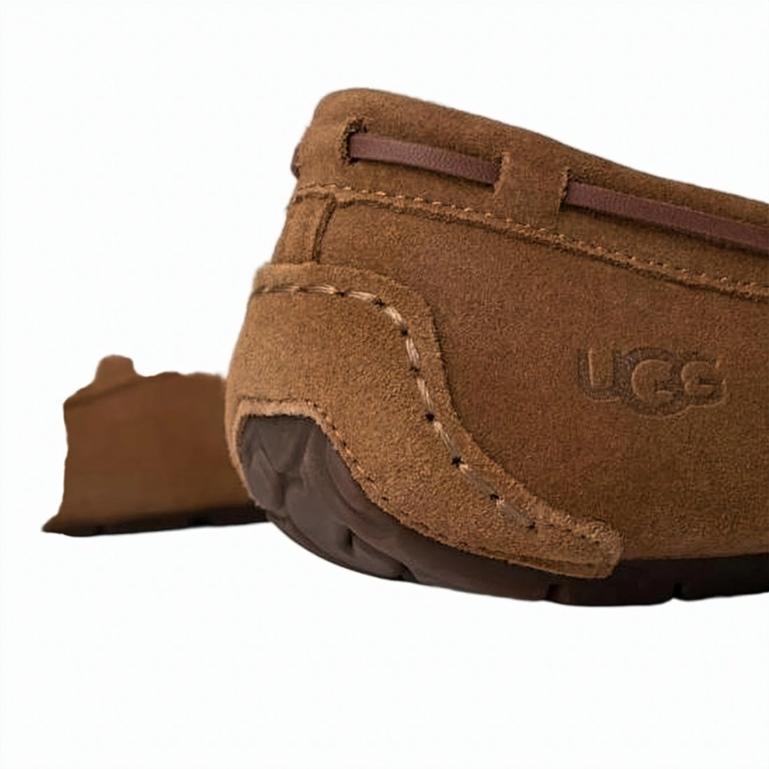 Moccasin-Style Suede Loafers with Whipstitching and Plush Lining