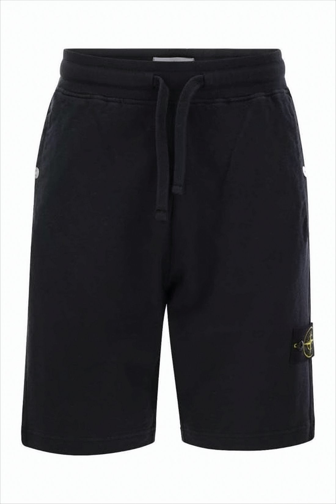 Black Cotton Shorts with Adjustable Waistband