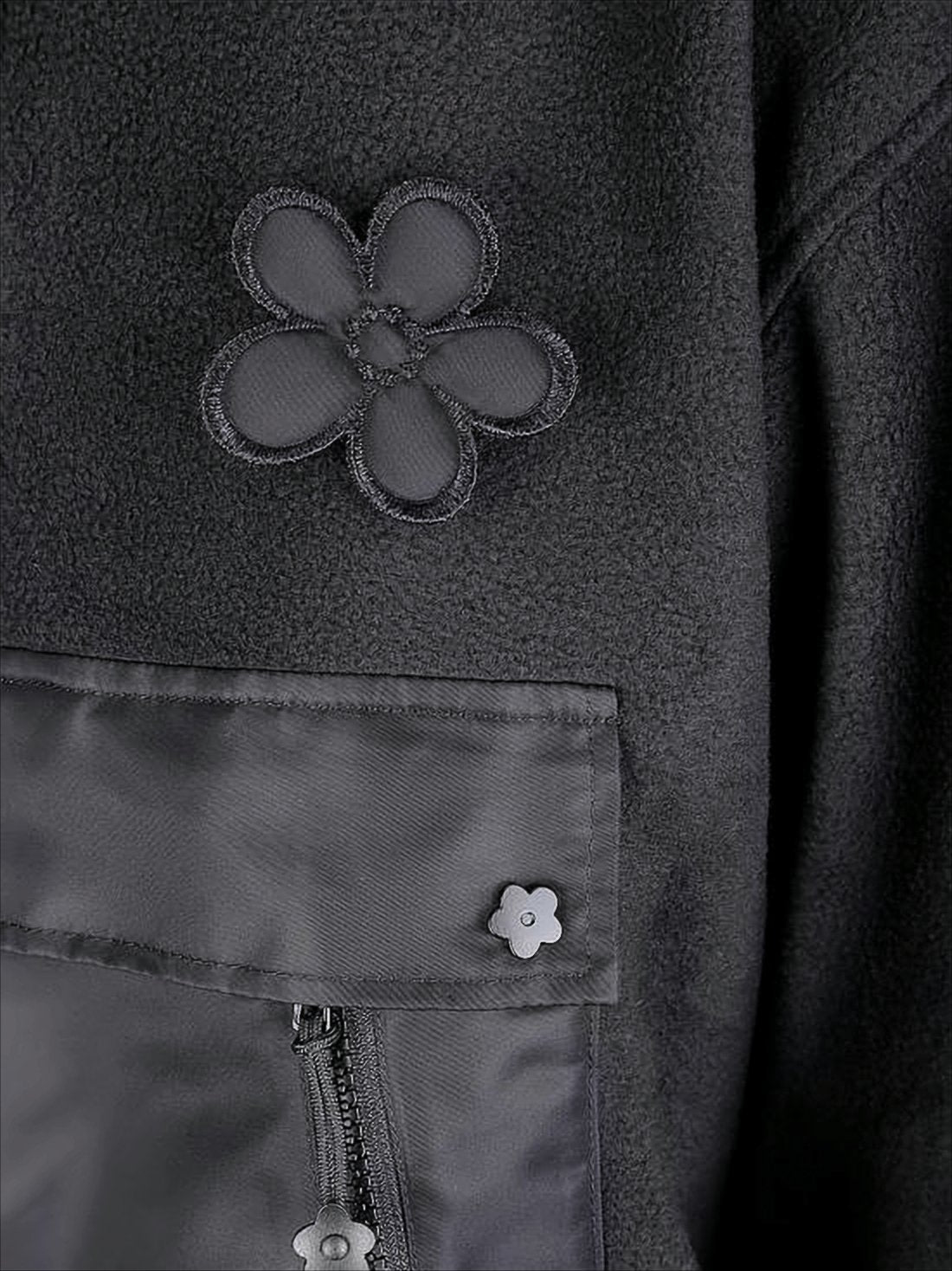 Cropped Fleece Turtleneck With High Collar