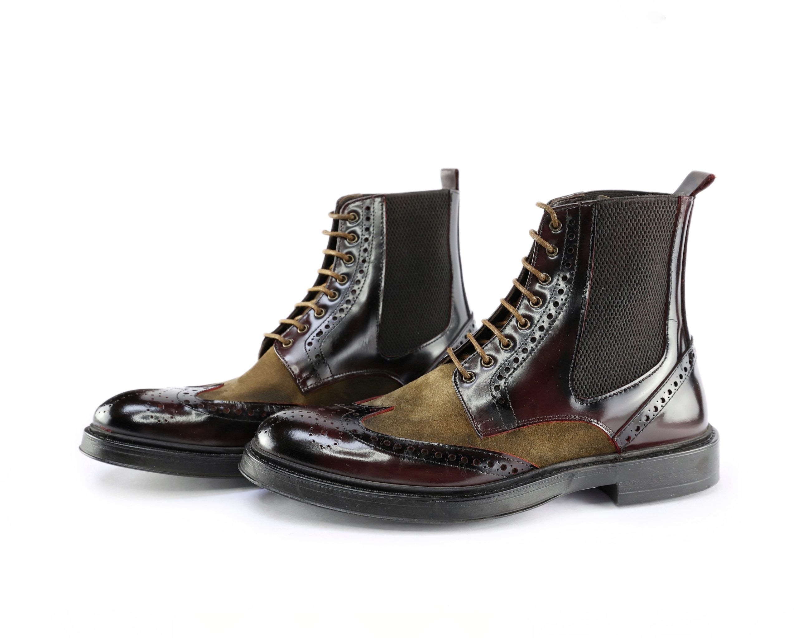 Brogue Lace-Up Ankle Boots with Textured Detailing