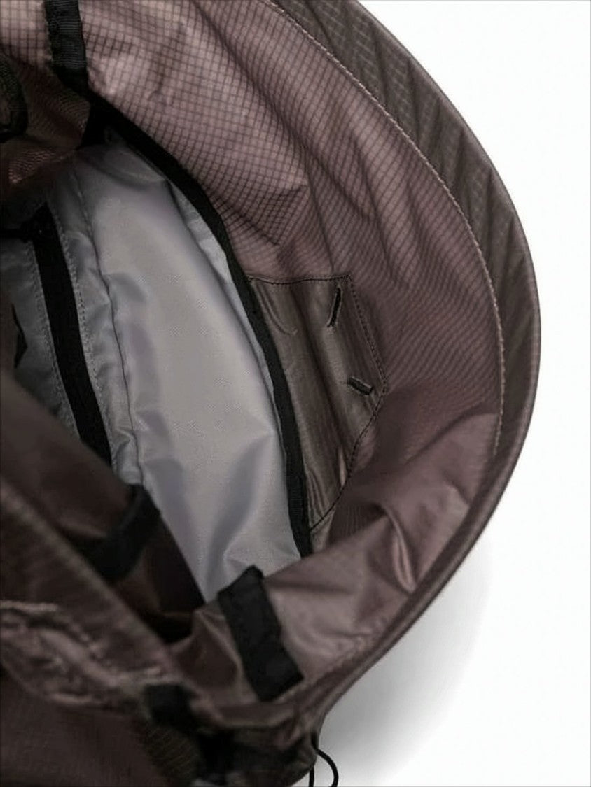 Roll-Top Grey Polyamide Backpack With Padded Straps