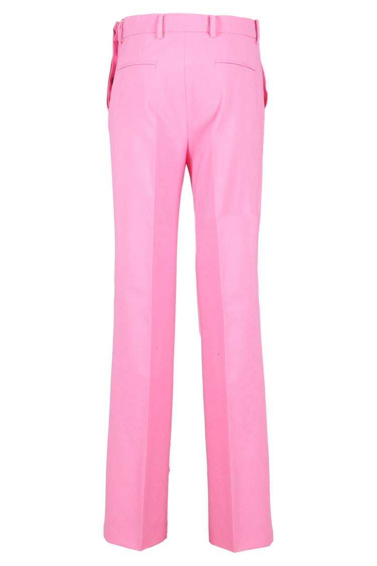 Straight-Cut Pink Nylon Trousers