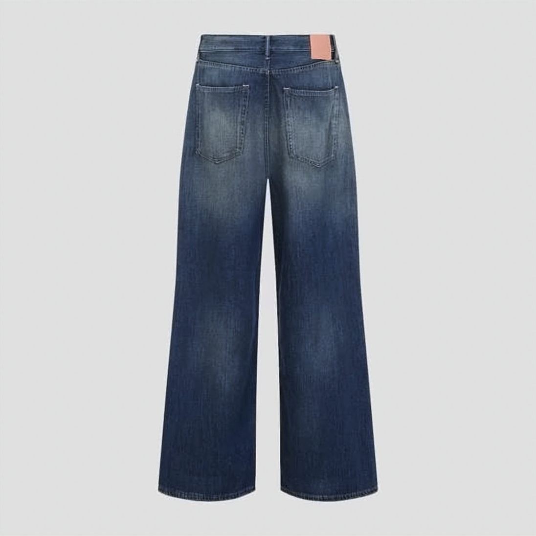 Wide-Leg Denim Pants with Distressed Finish