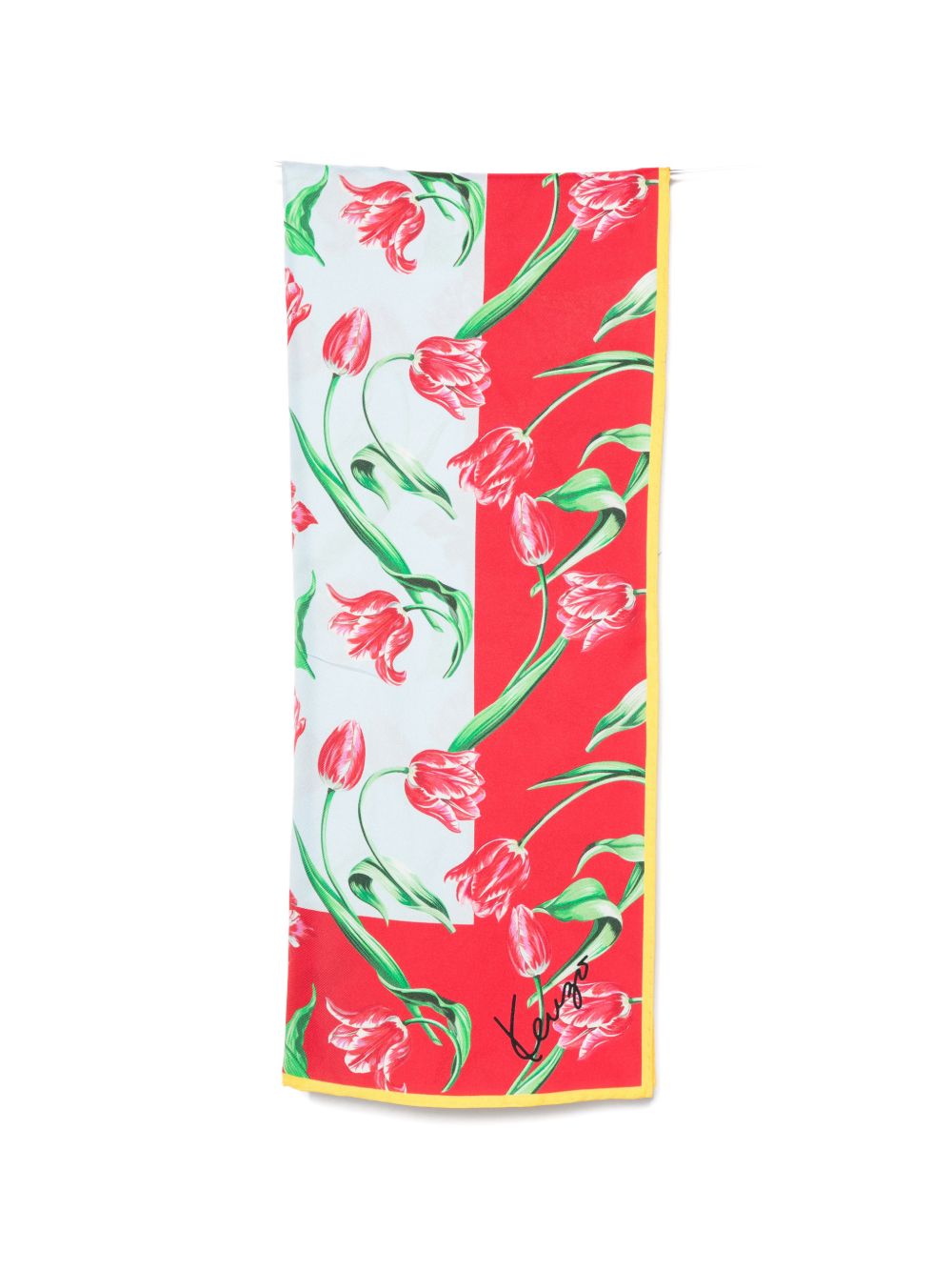 Light Blue Tulip Print Silk Scarf