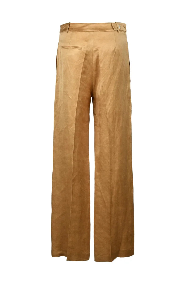 Linen Cupro Trousers - Curry