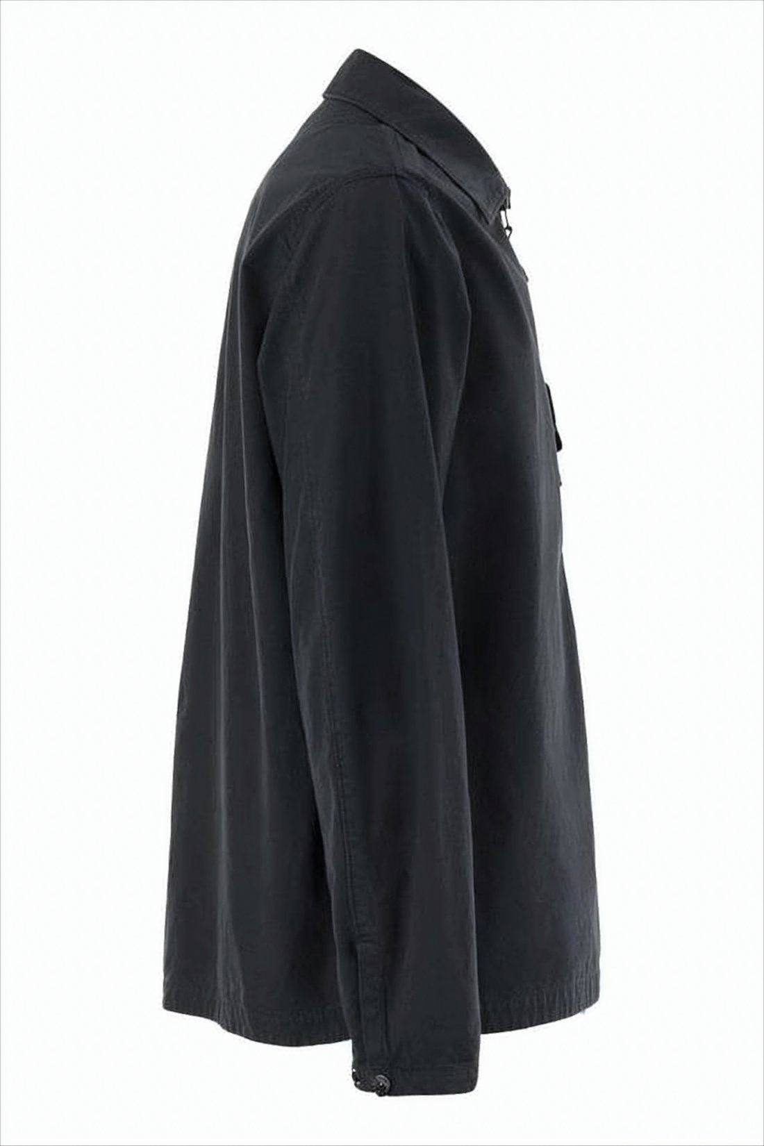 Minimalist Black Cotton Stone Island Jacket