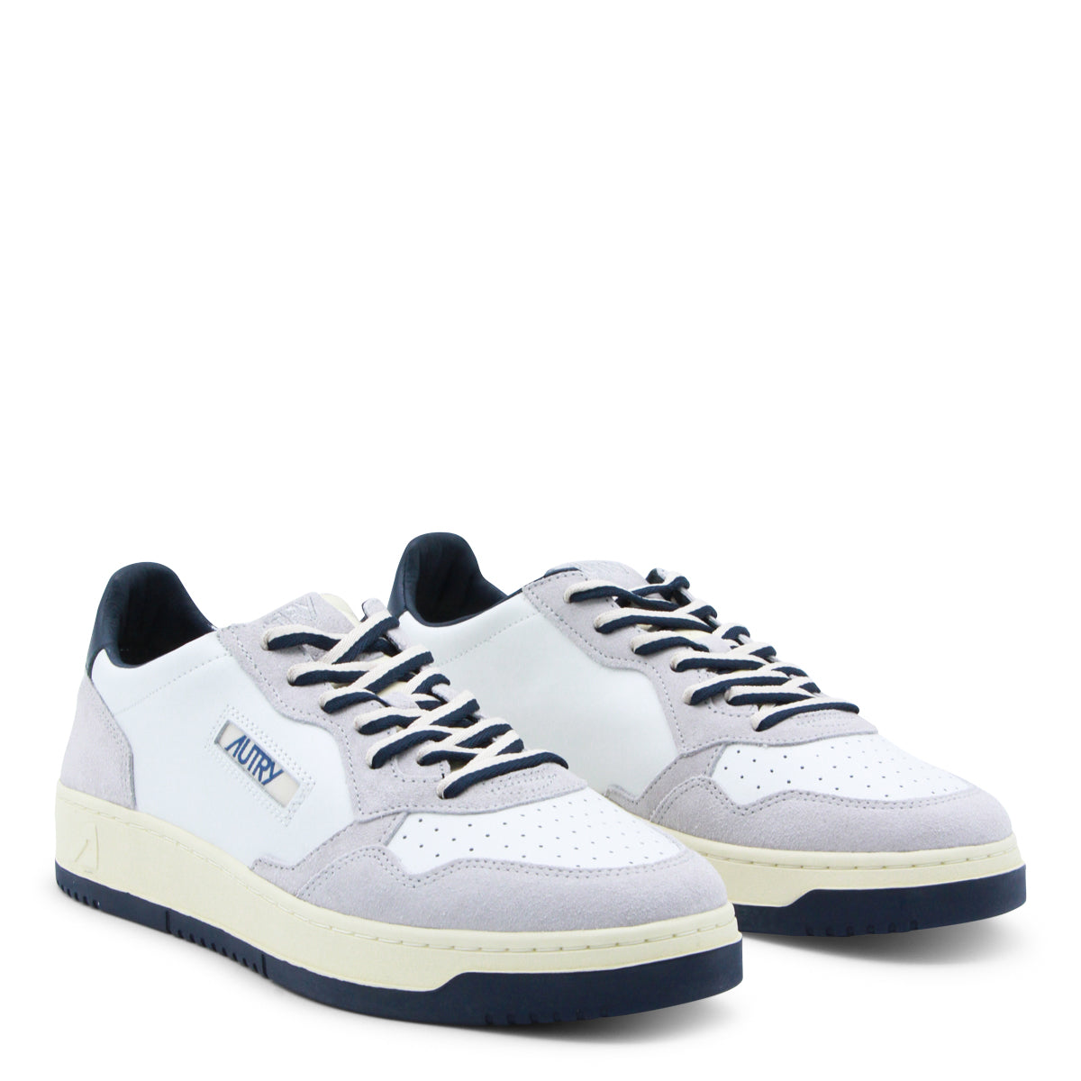 White And Grey Leather Sneakers