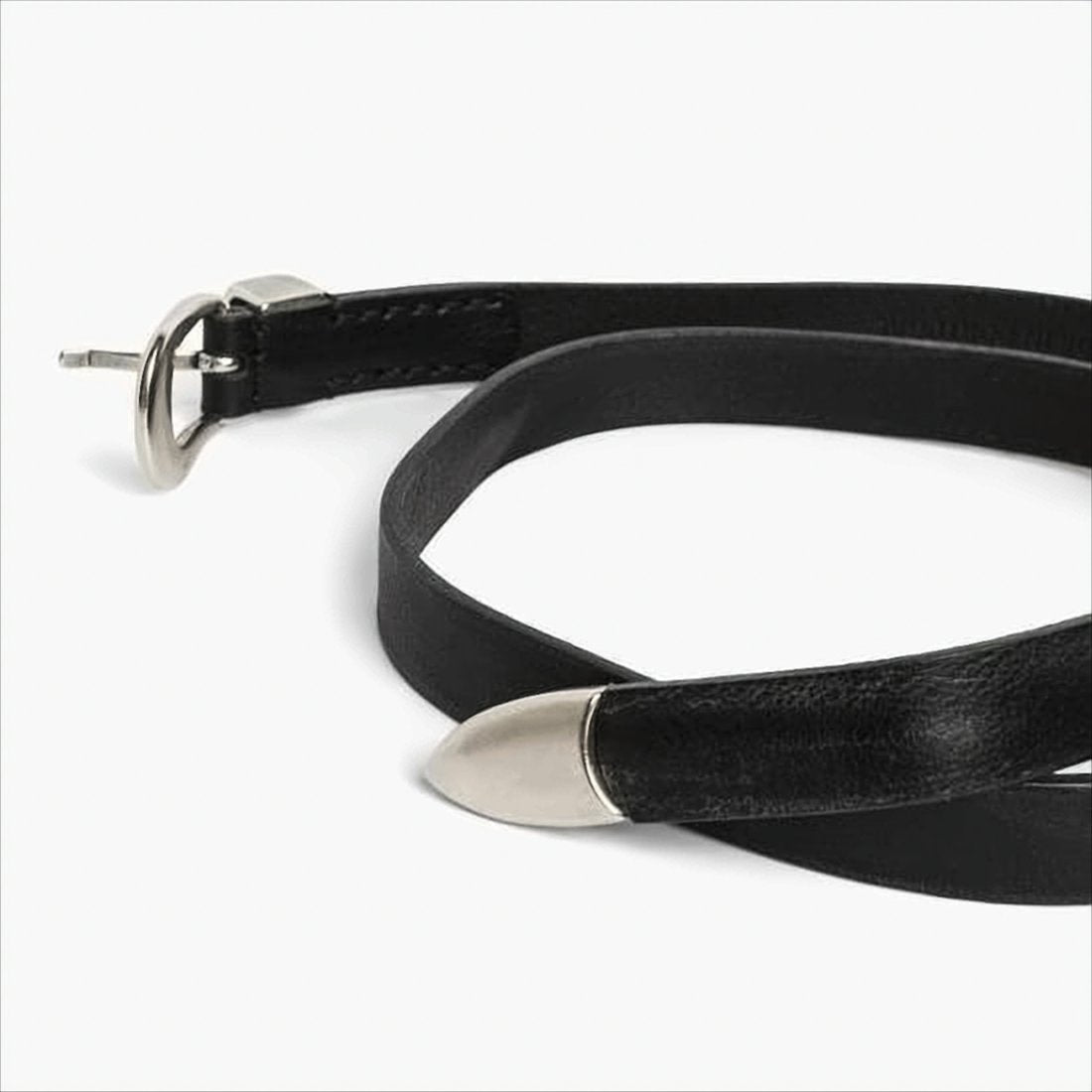 Narrow Black Calf Leather Belt