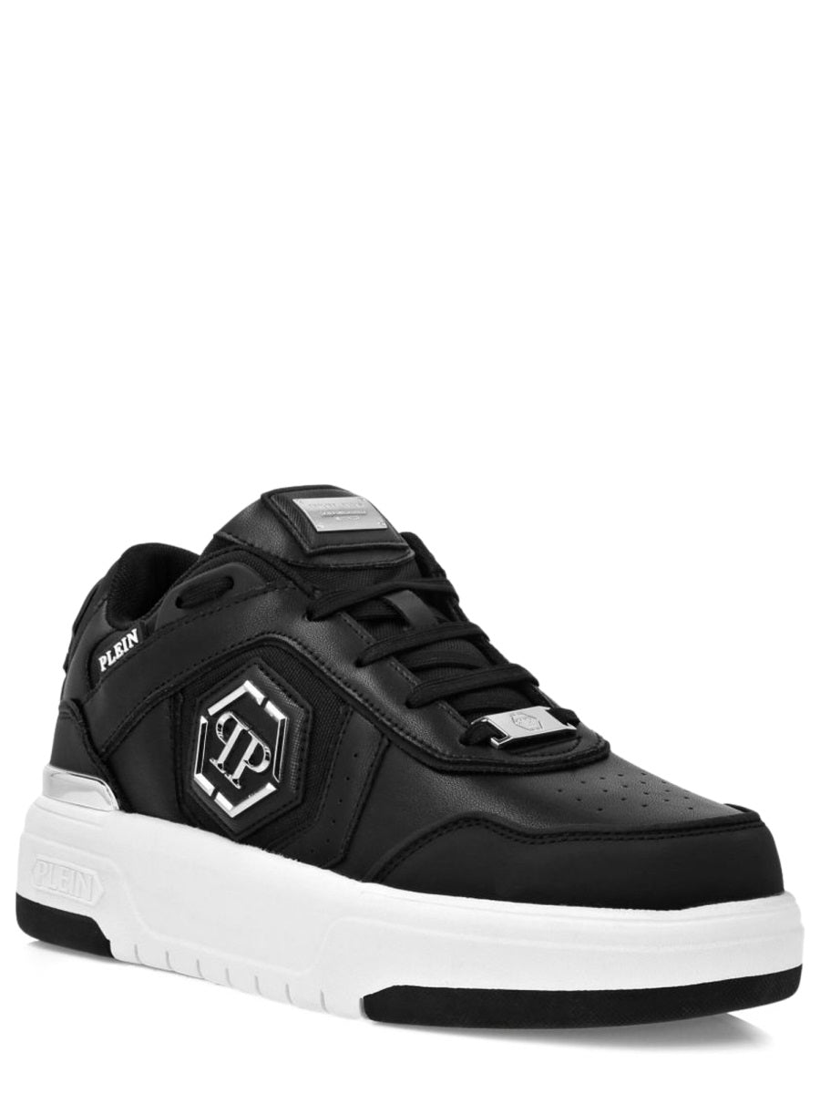 Sporty Black Sneakers with Hexagonal Logo