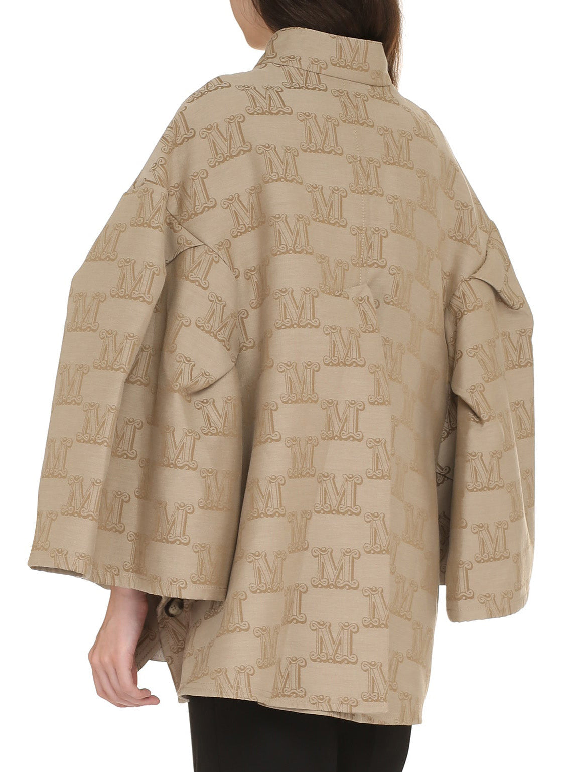 Mid-Length Cotton Coat with Embossed 'M' Pattern