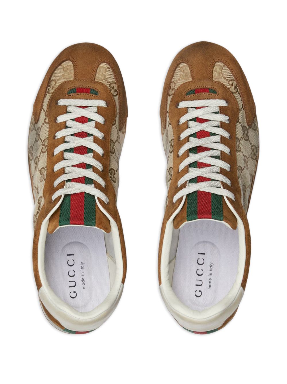 Monogram-Patterned Suede And Fabric Flat Shoes