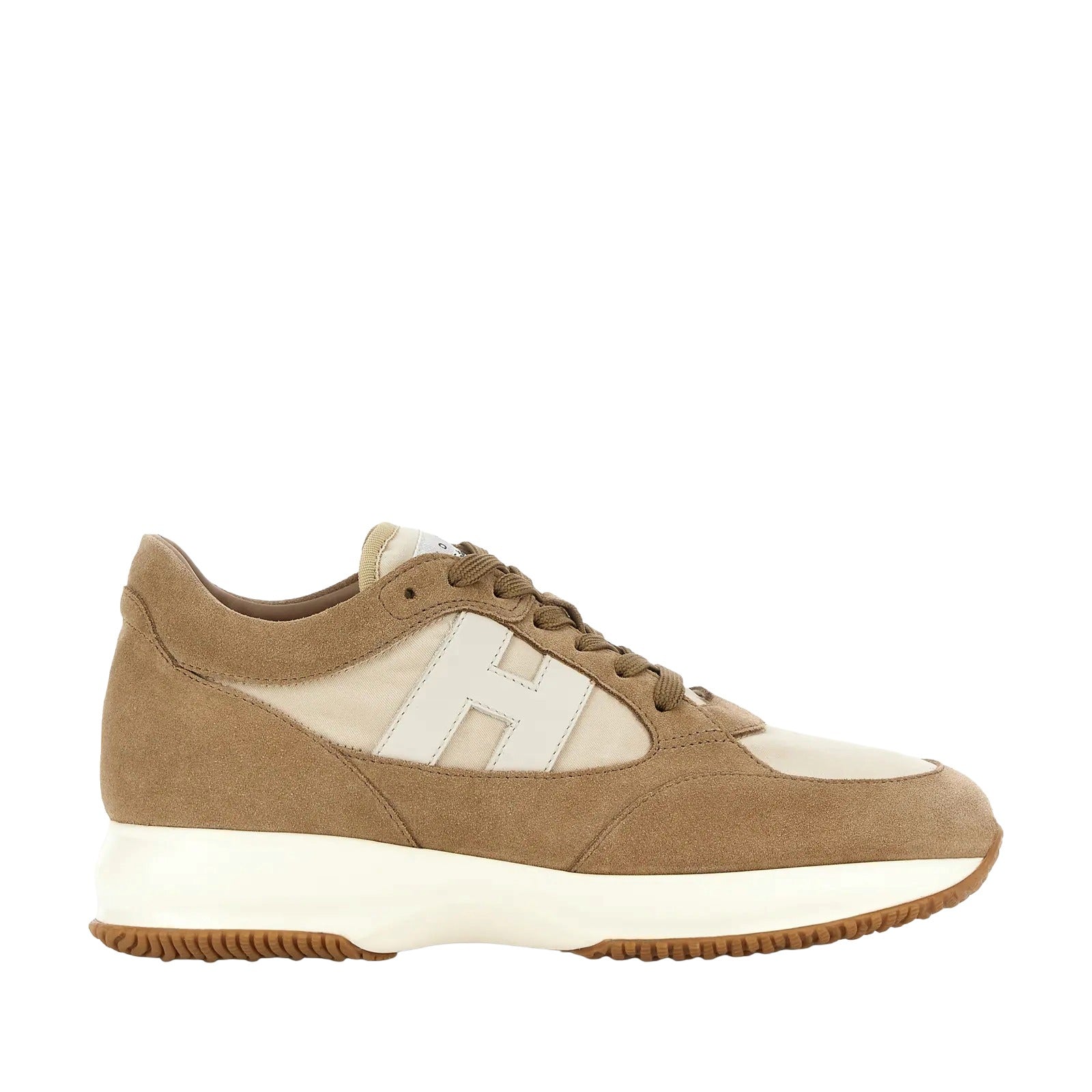 Interactive Lace-Up Sneakers in Calfskin and Nylon