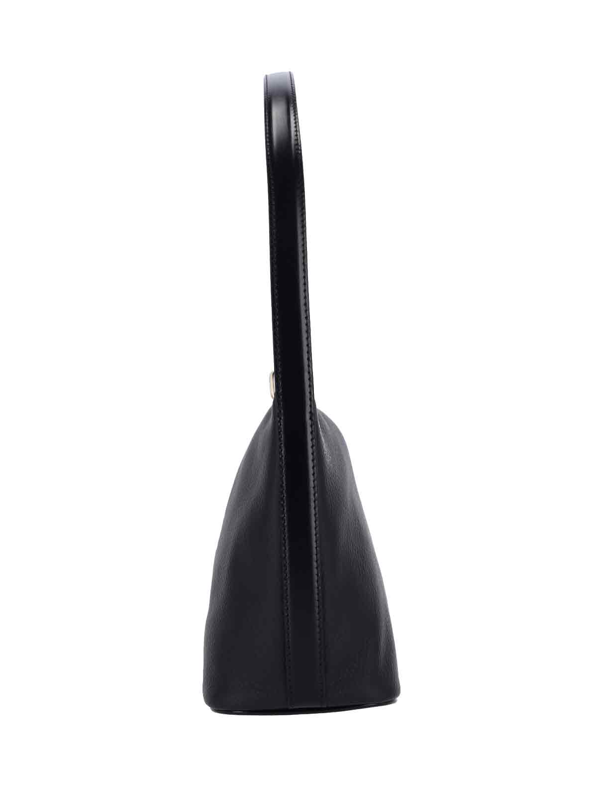 Rectangular Black Leather Shoulder Bag