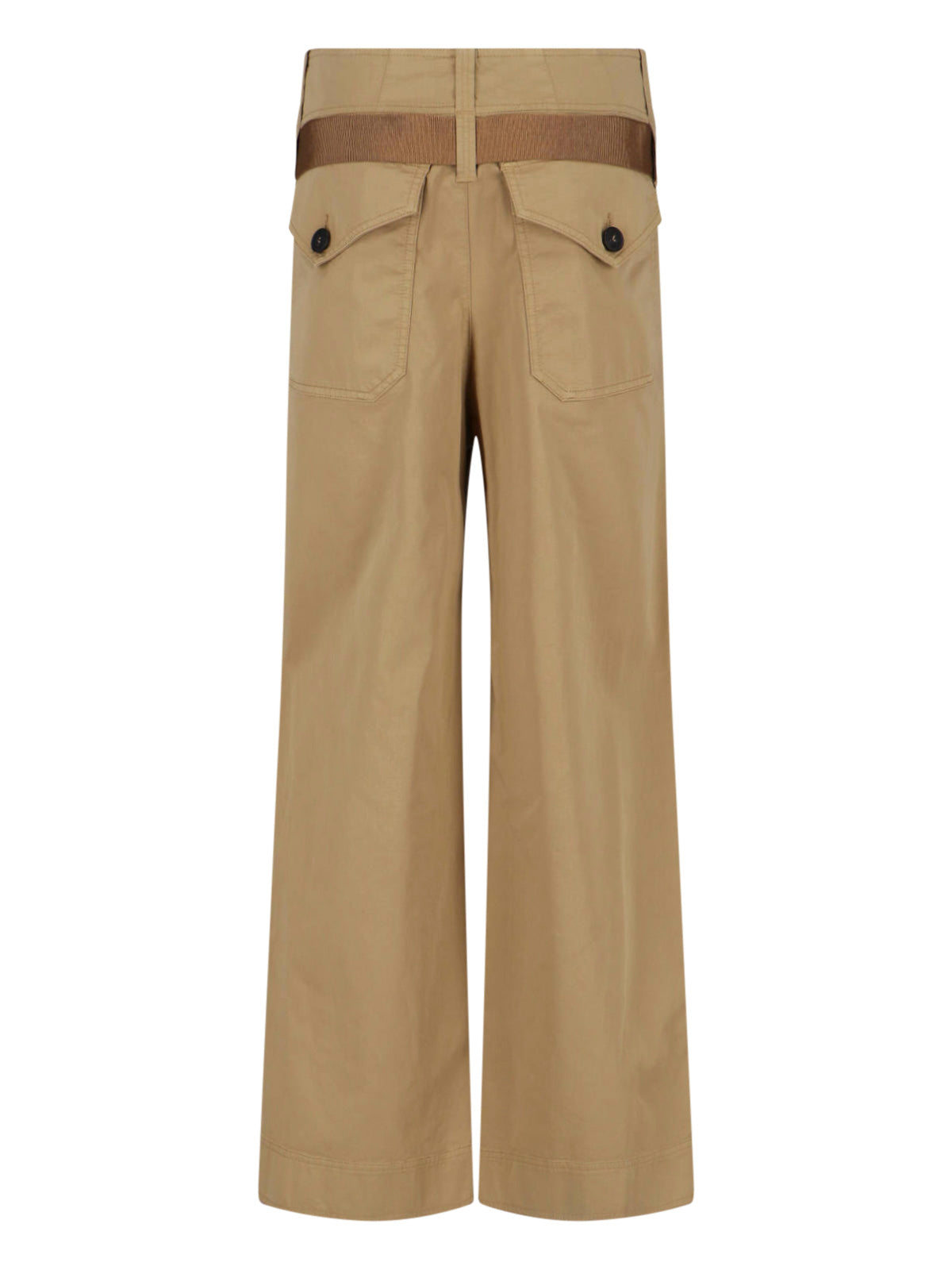 Brown Wide Leg Cotton Pants