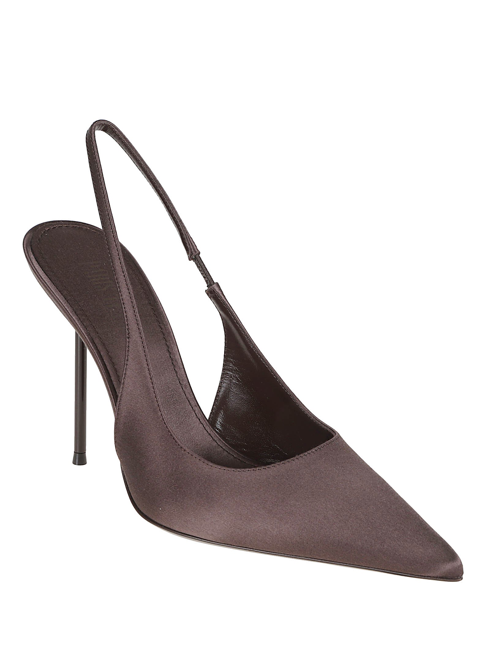 Satin-Finish Brown Pointed Toe Stiletto Pumps