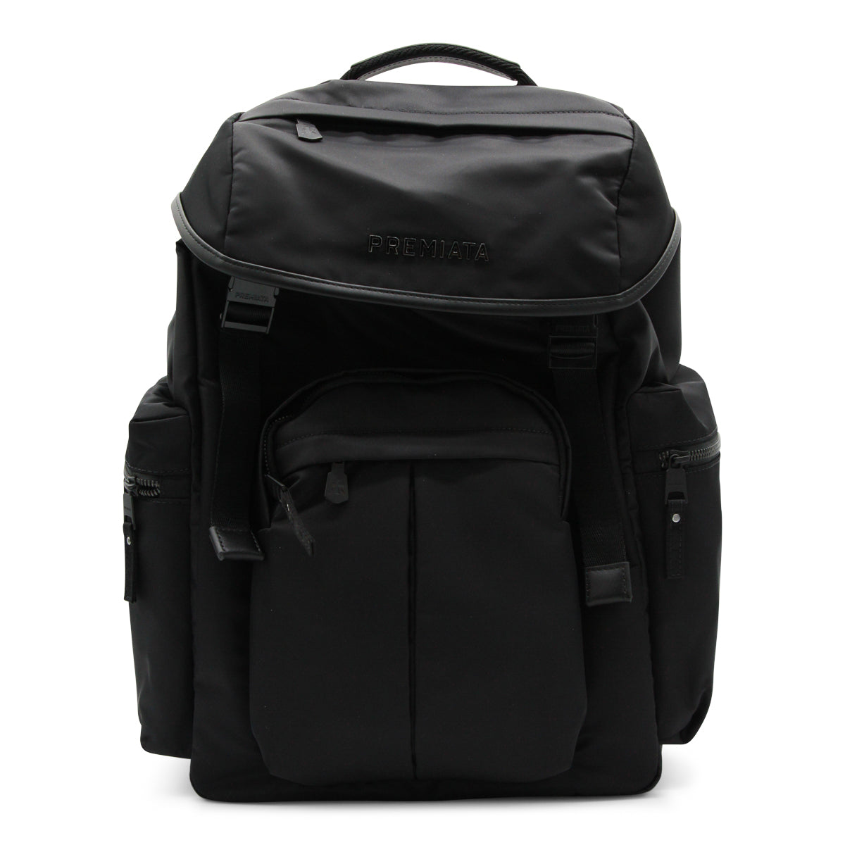 Structured Nylon Backpack with Logo Print