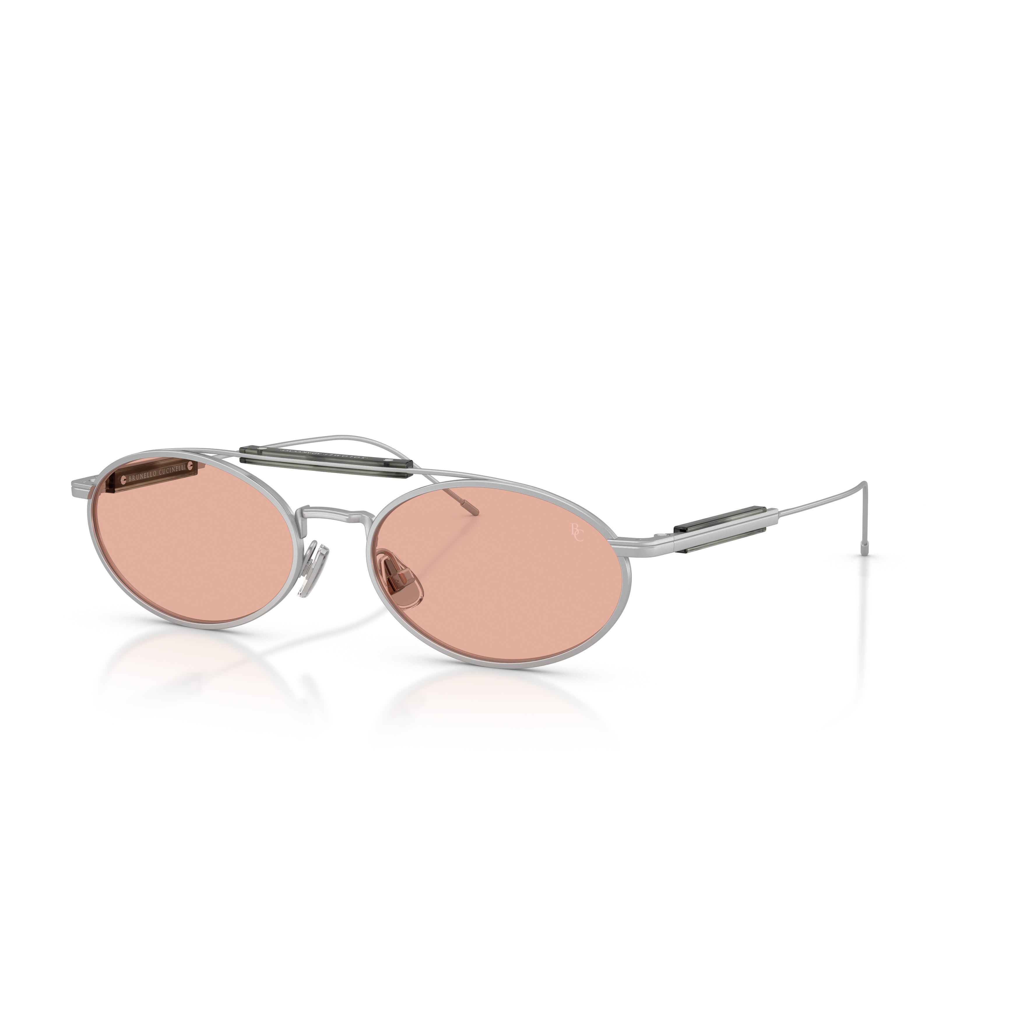 0bc2013st Oval Titanium Frame Sunglasses with Pink Tinted Lenses