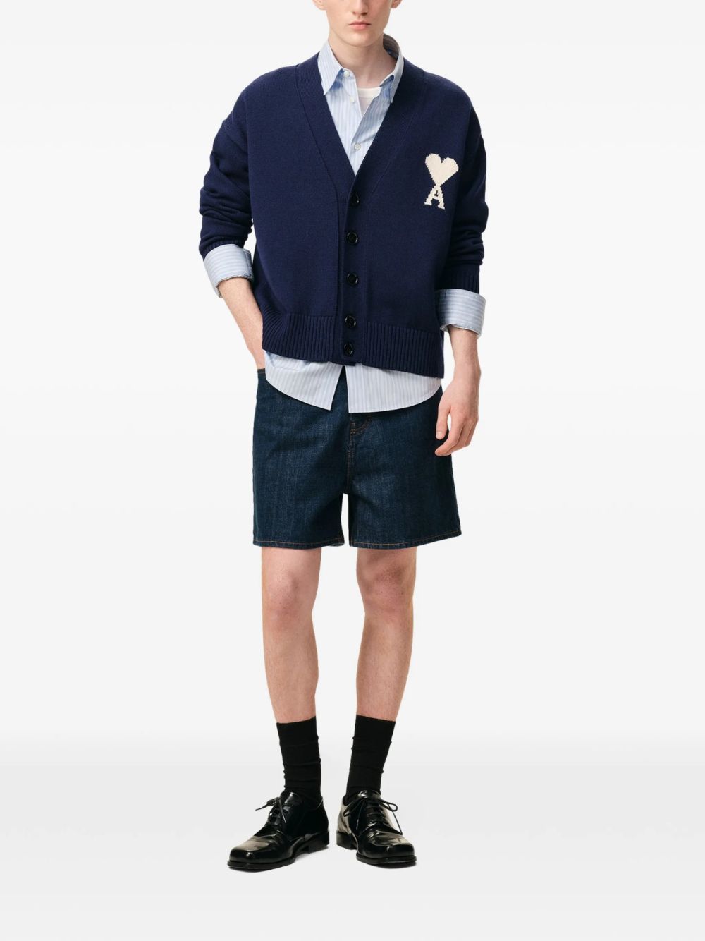 Heart Motif V-Neck Cardigan
