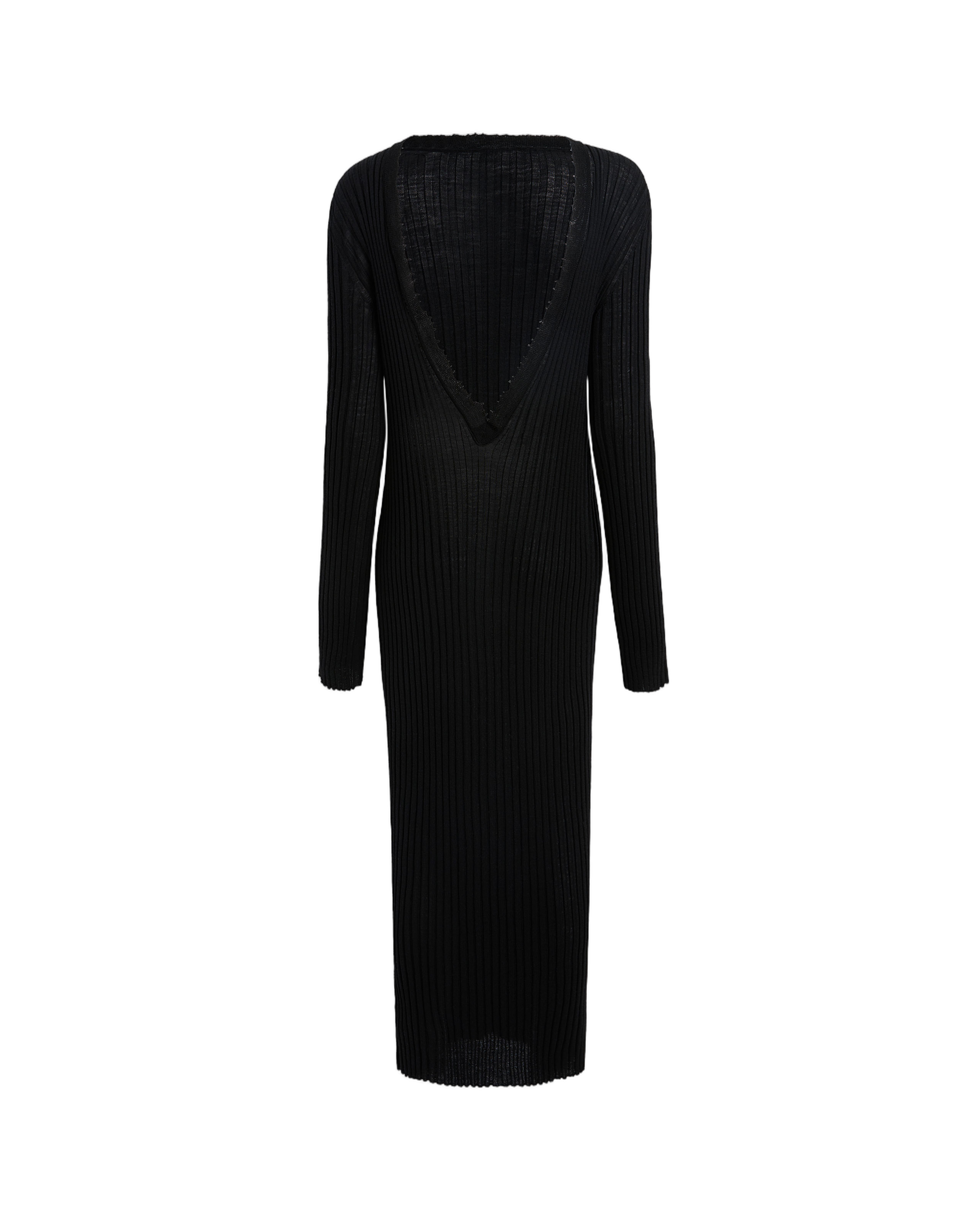 Ribbed Knit Midi Dress With Scalloped Edges